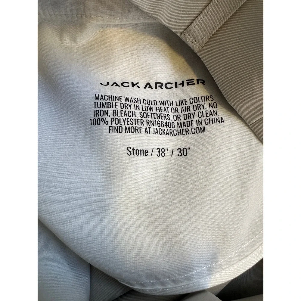 Jack Archer Jetsetter Tech Pants 38 x 30 Stone Golf Travel Performance Stretch - Picture 6 of 8
